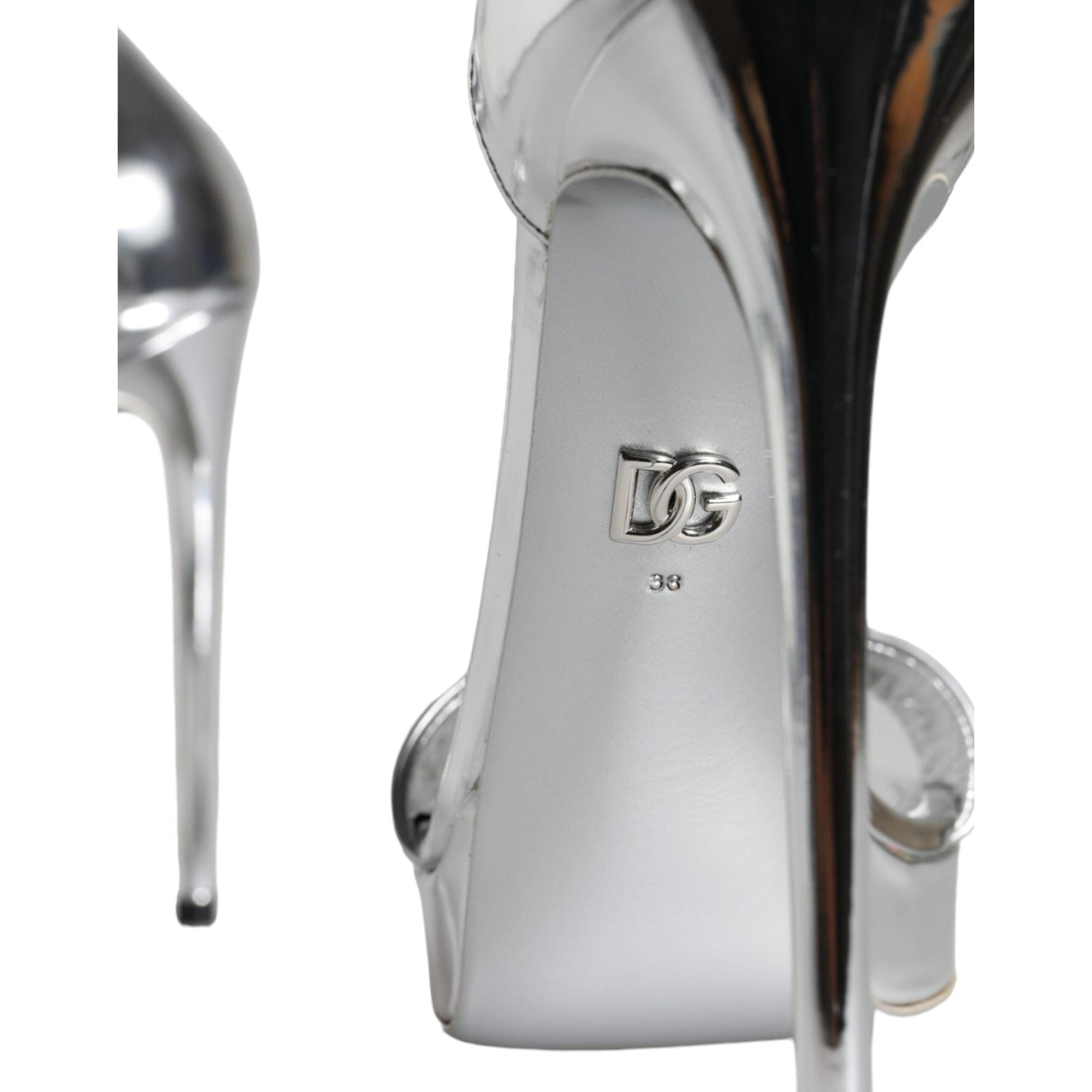 Dolce &amp; Gabbana Silver KEIRA Heels Ankle Strap Sandals Shoes