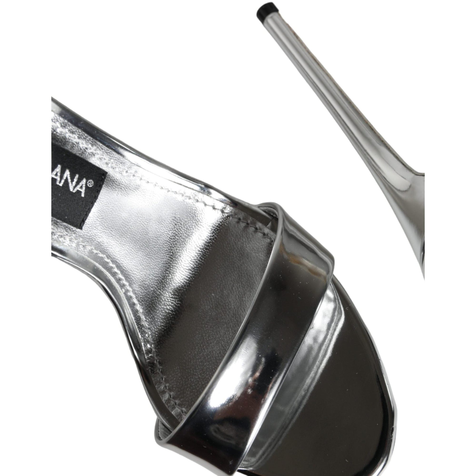Dolce &amp; Gabbana Silver KEIRA Heels Ankle Strap Sandals Shoes
