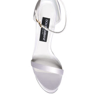 Dolce & Gabbana White Keira Satin Ankle Strap Sandals Shoes