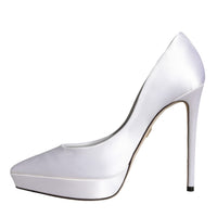 Dolce & Gabbana White Satin Platform High Heels Pumps Shoes