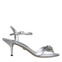 Dolce & Gabbana Silver Crystal AnkleStrap Keira Sandals Shoes