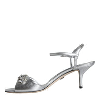 Dolce & Gabbana Silver Crystal AnkleStrap Keira Sandals Shoes