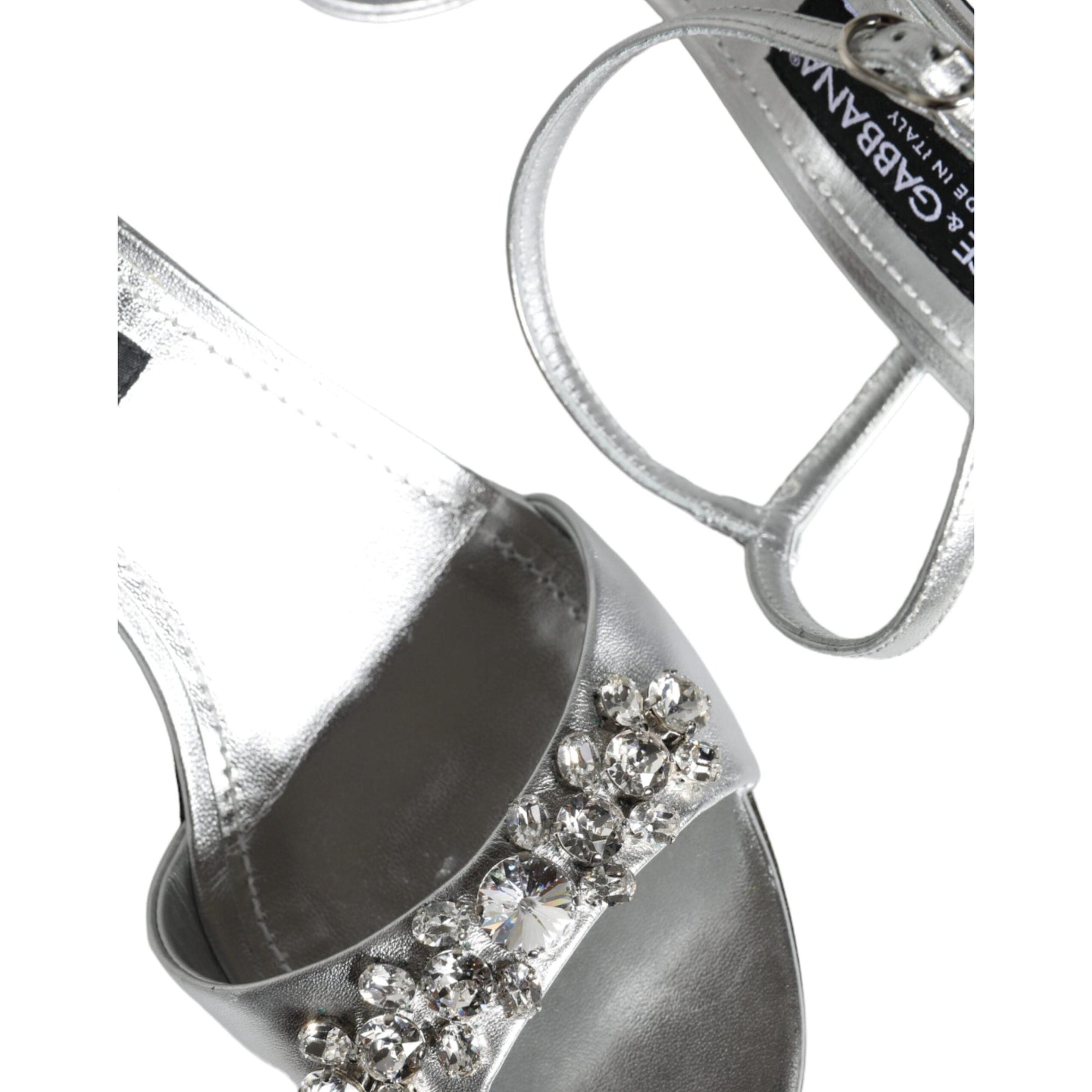 Dolce &amp; Gabbana Silver Crystal AnkleStrap Keira Sandals Shoes