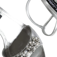 Dolce & Gabbana Silver Crystal AnkleStrap Keira Sandals Shoes