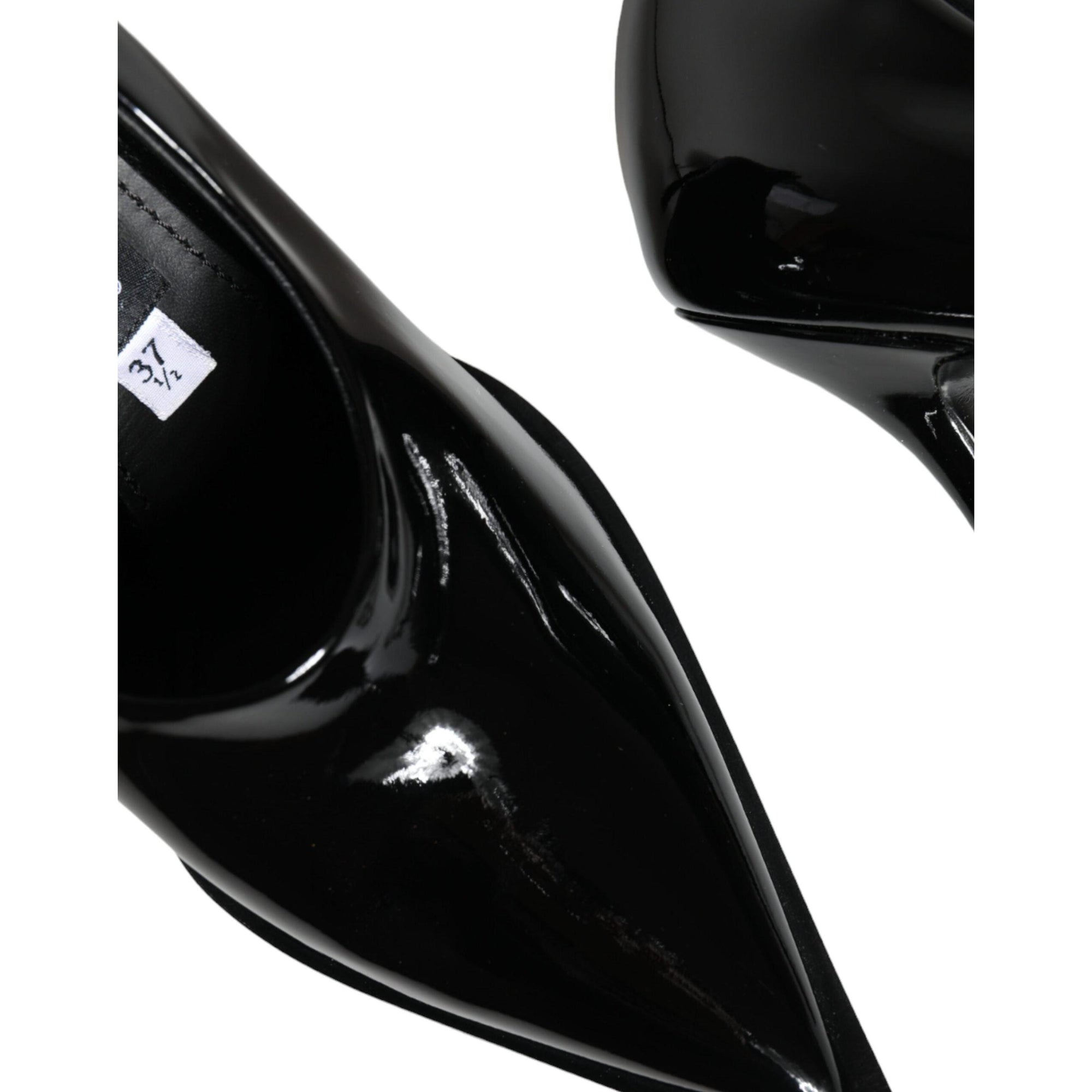 Dolce &amp; Gabbana Black Patent Leather High Heels Pumps Shoes