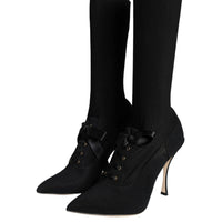 Dolce & Gabbana Black Stiletto Heels Mid Calf Boots Shoes