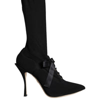 Dolce & Gabbana Black Stiletto Heels Mid Calf Boots Shoes