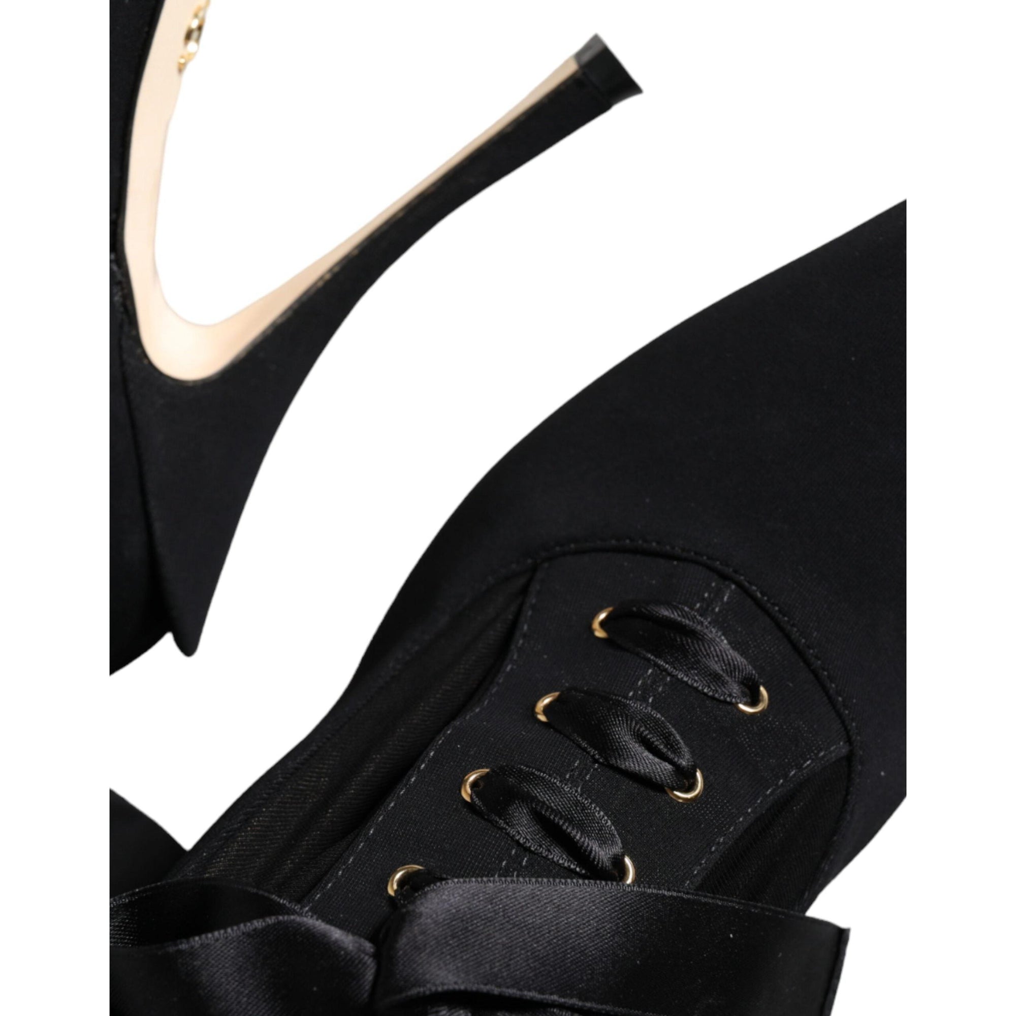 Dolce &amp; Gabbana Black Stiletto Heels Mid Calf Boots Shoes