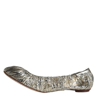 Dolce & Gabbana Silver Patent Leather Scrunch Ballet Flats Shoes