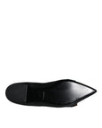 Dolce & Gabbana Black Devotion Leather Pointy Flats Shoes