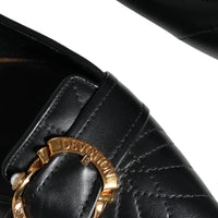 Dolce & Gabbana Black Devotion Leather Pointy Flats Shoes