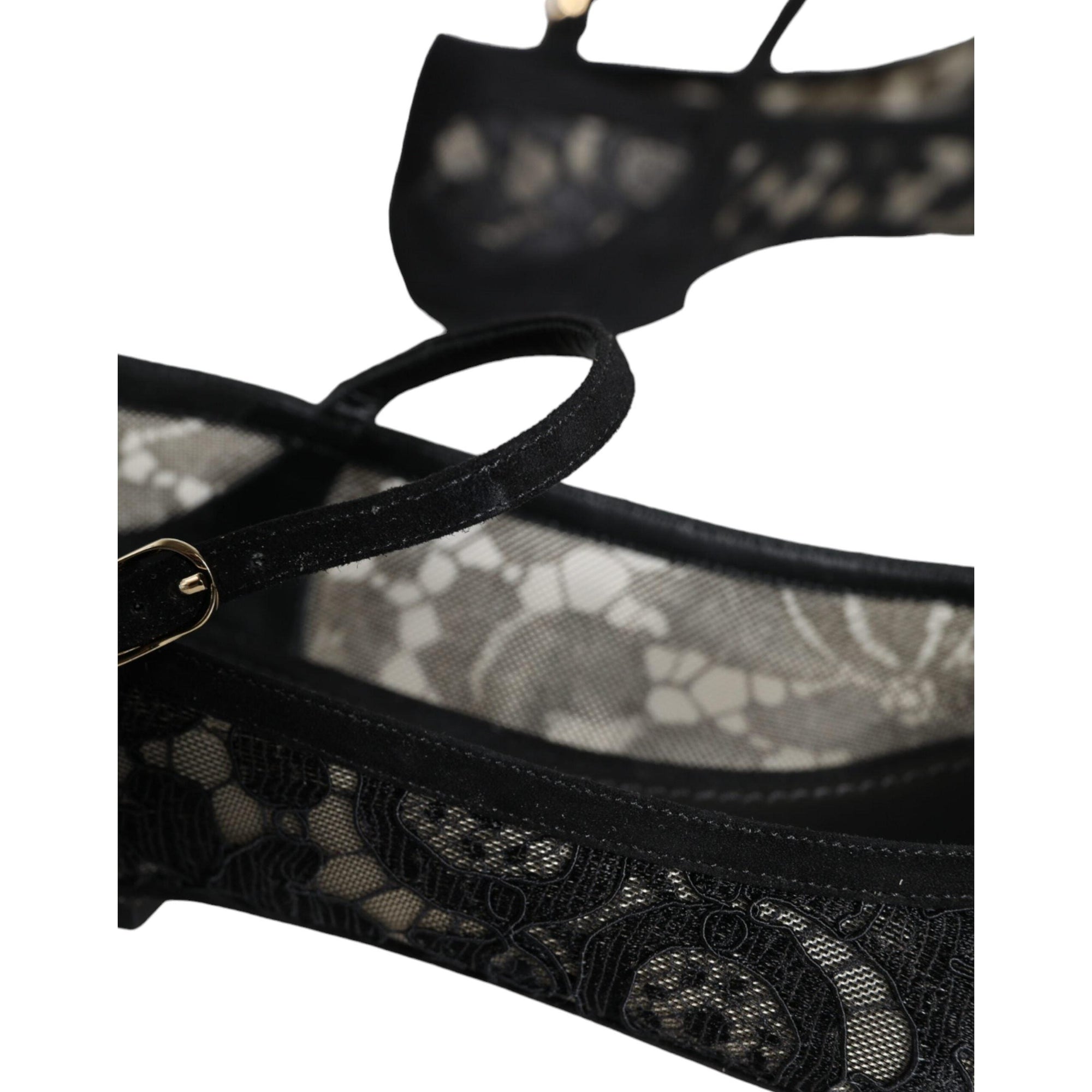 Dolce &amp; Gabbana Black Taormina Lace Bellucci Flats Shoes