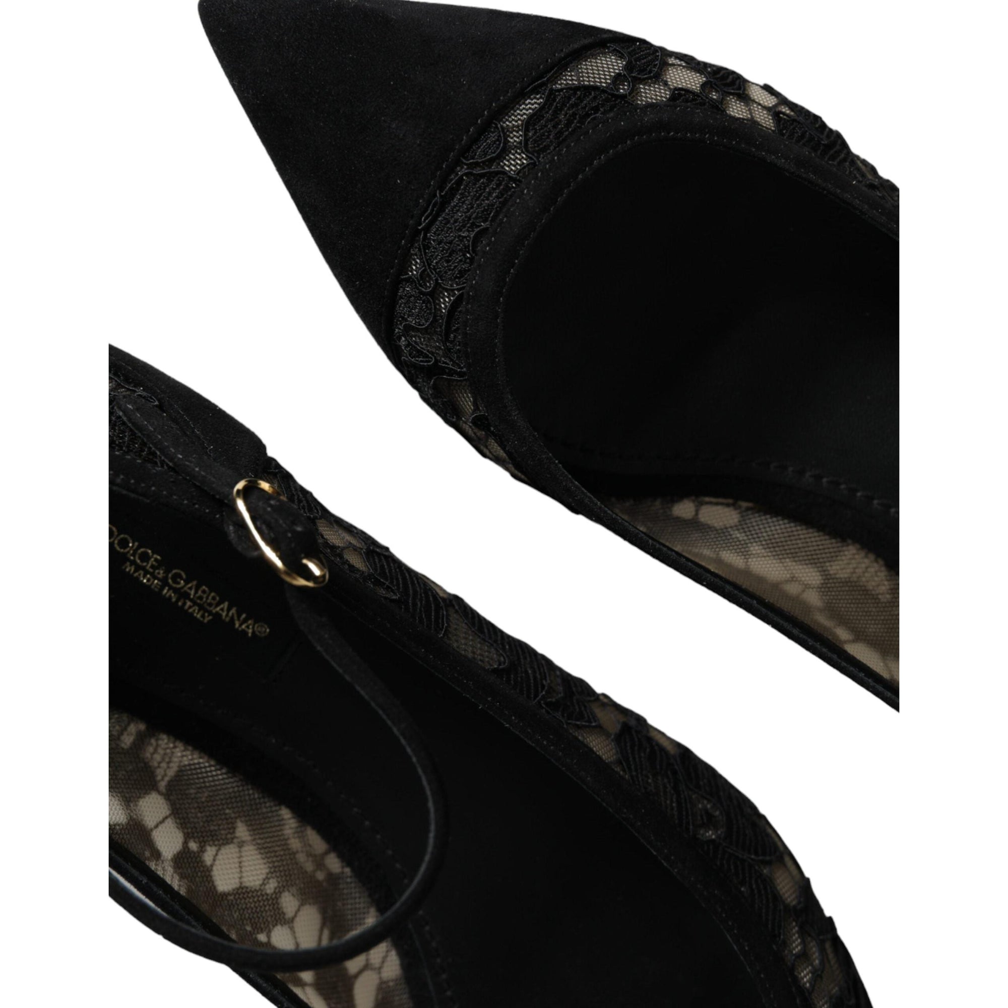 Dolce &amp; Gabbana Black Taormina Lace Bellucci Flats Shoes