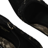 Dolce & Gabbana Black Taormina Lace Bellucci Flats Shoes