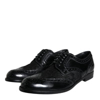 Dolce & Gabbana Black Leather Floral Lace Dress Formal Shoes