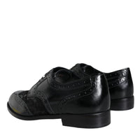 Dolce & Gabbana Black Leather Floral Lace Dress Formal Shoes