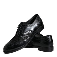 Dolce & Gabbana Black Leather Floral Lace Dress Formal Shoes