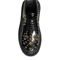 Dolce & Gabbana Black Leather Trekking Derby Embellished Shoes