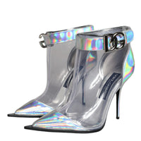 Dolce & Gabbana Silver Iridescent PVC Pointed Short Boots Shoes