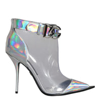 Dolce & Gabbana Silver Iridescent PVC Pointed Short Boots Shoes