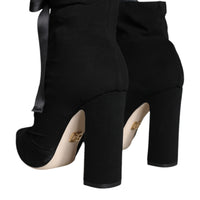 Dolce & Gabbana Black Jersey Stretch Ankle Booties Shoes