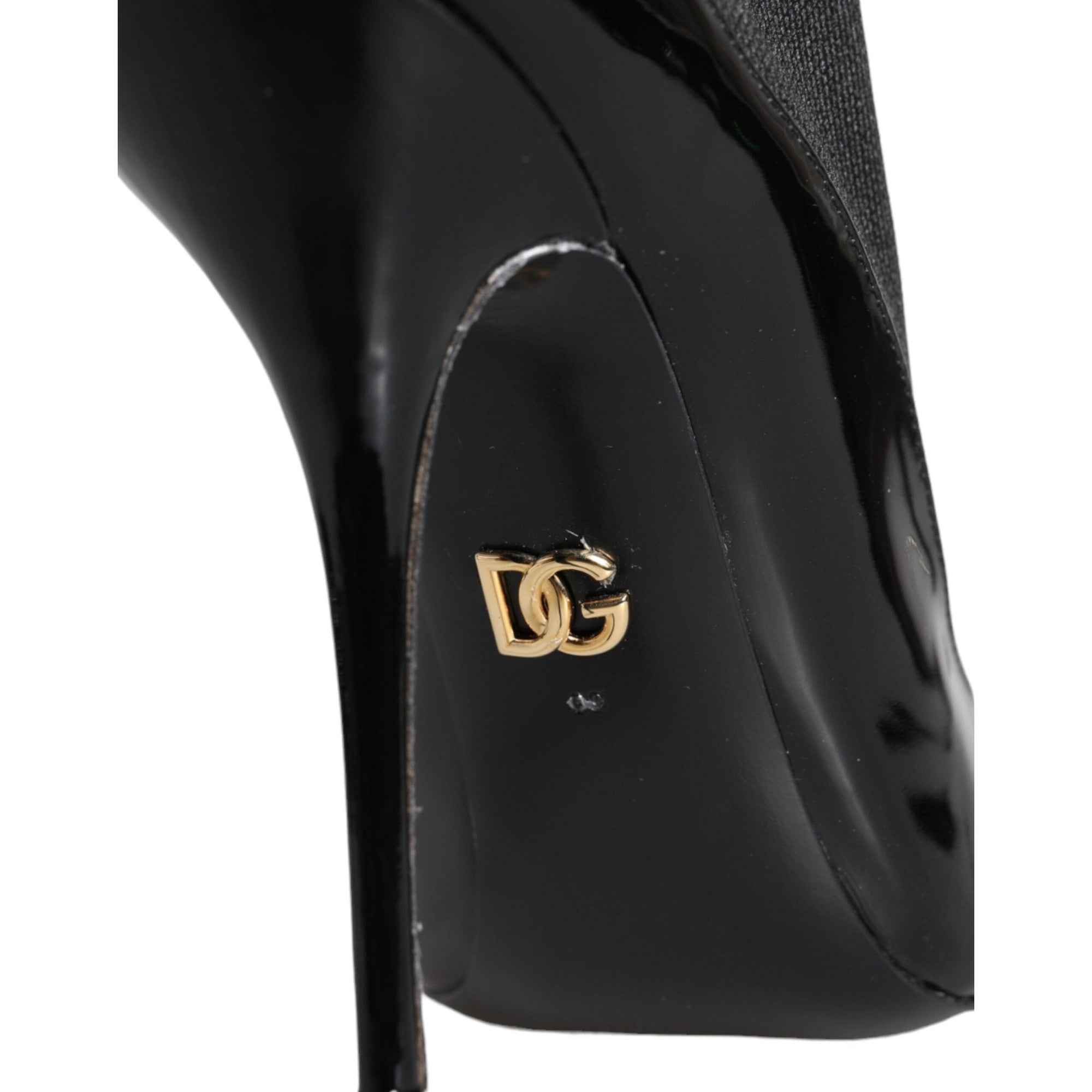Dolce &amp; Gabbana Black Leather Stilettos Booties Socks Shoes