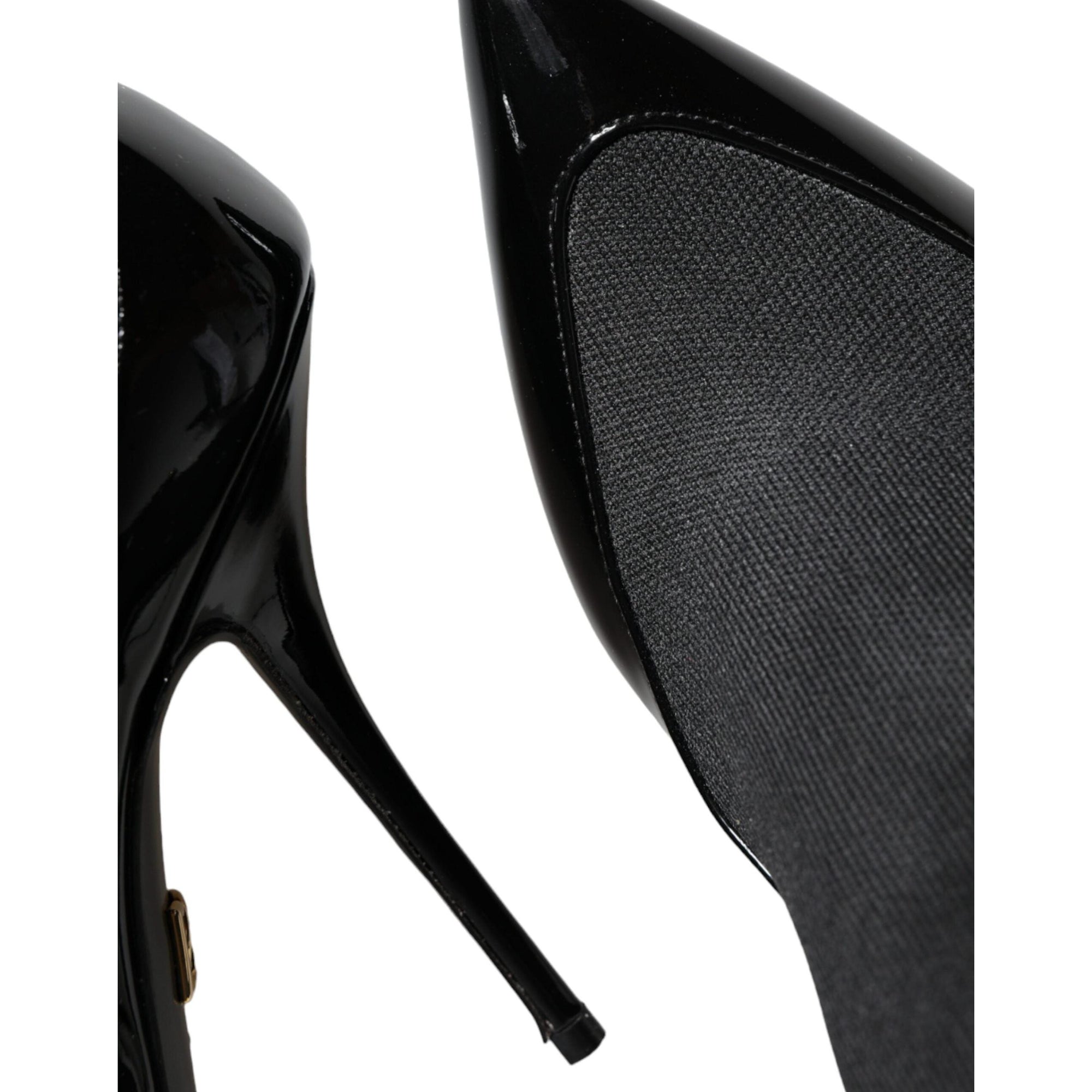 Dolce &amp; Gabbana Black Leather Stilettos Booties Socks Shoes