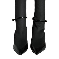 Dolce & Gabbana Black Leather Stilettos Booties Socks Shoes