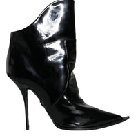 Dolce & Gabbana Black Patent Leather Pointed Ankle Boot Shoes