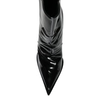 Dolce & Gabbana Black Patent Leather Pointed Ankle Boot Shoes