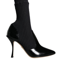 Dolce & Gabbana Black Stretch Stilettos Booties Socks Shoes