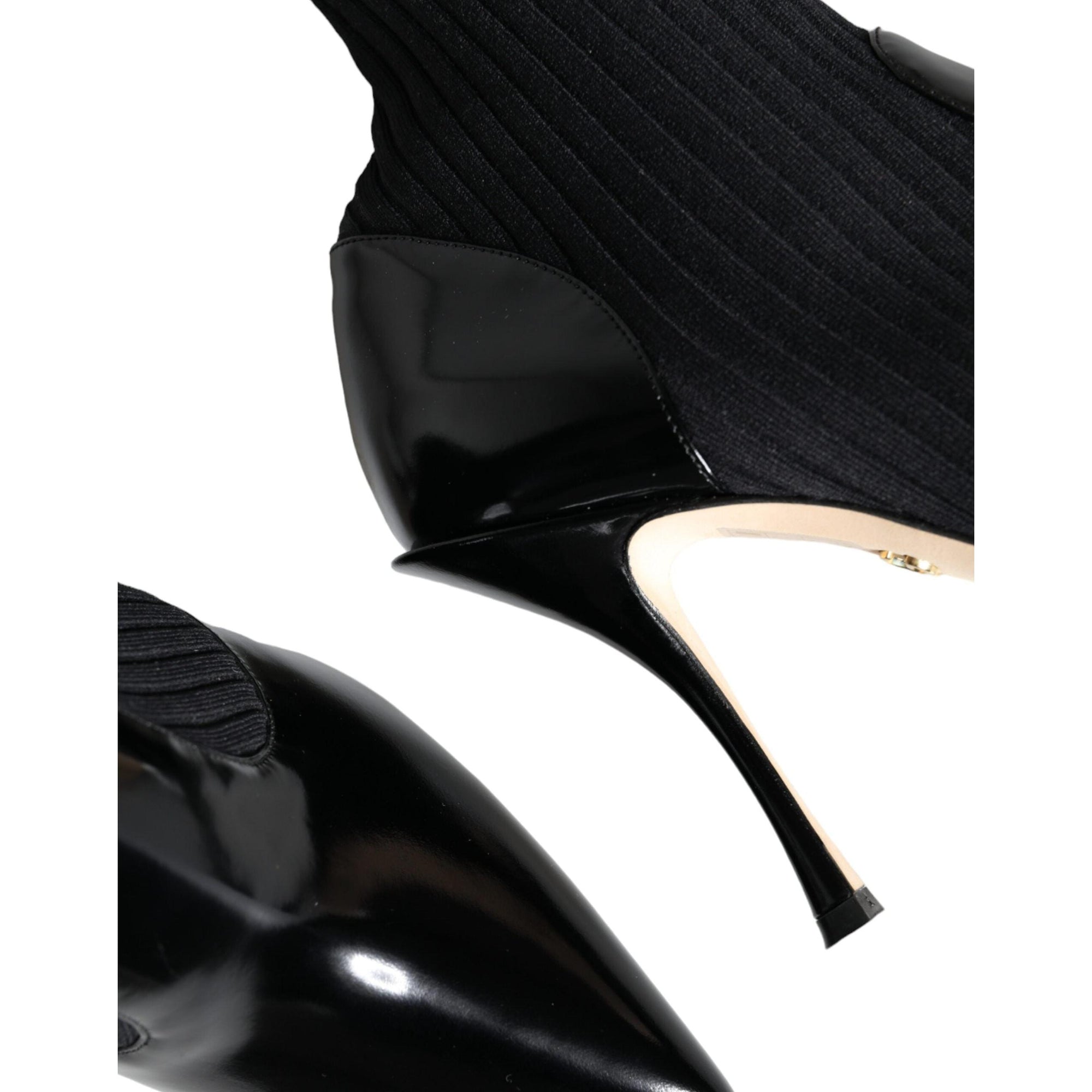 Dolce &amp; Gabbana Black Stretch Stilettos Booties Socks Shoes