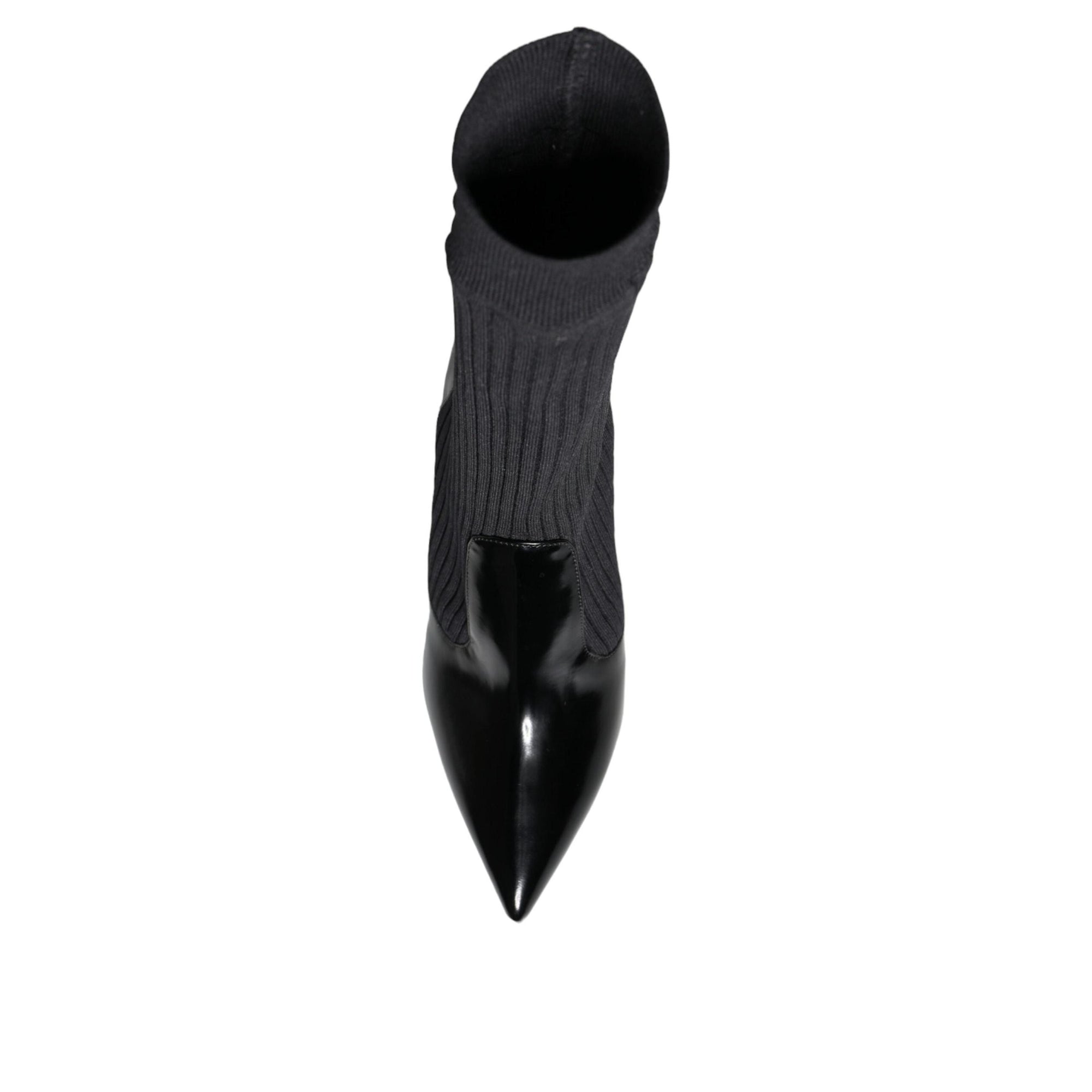 Dolce &amp; Gabbana Black Stretch Stilettos Booties Socks Shoes