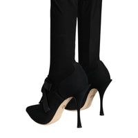 Dolce & Gabbana Black Stiletto Heels Mid Calf Boots Shoes