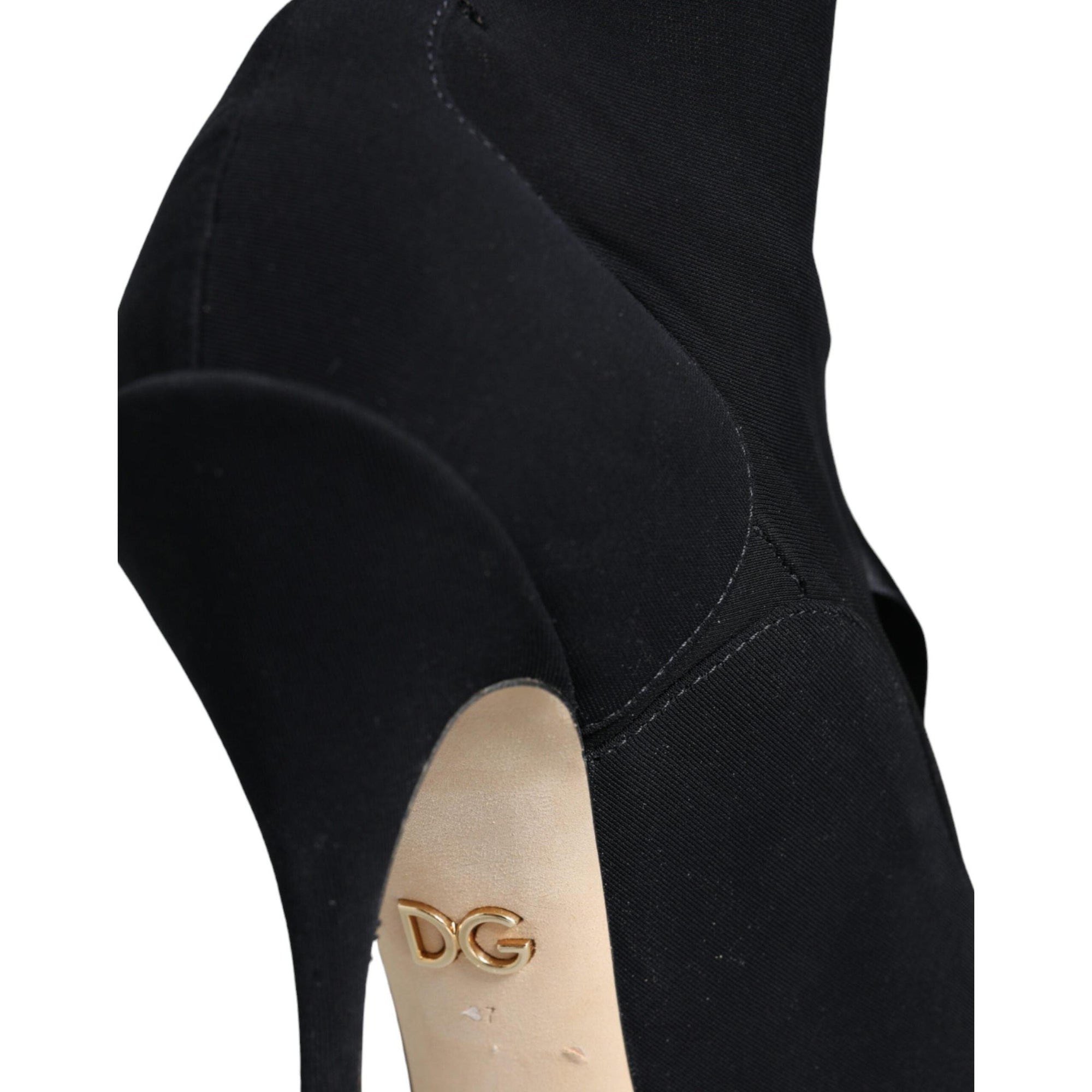 Dolce &amp; Gabbana Black Stiletto Heels Mid Calf Boots Shoes