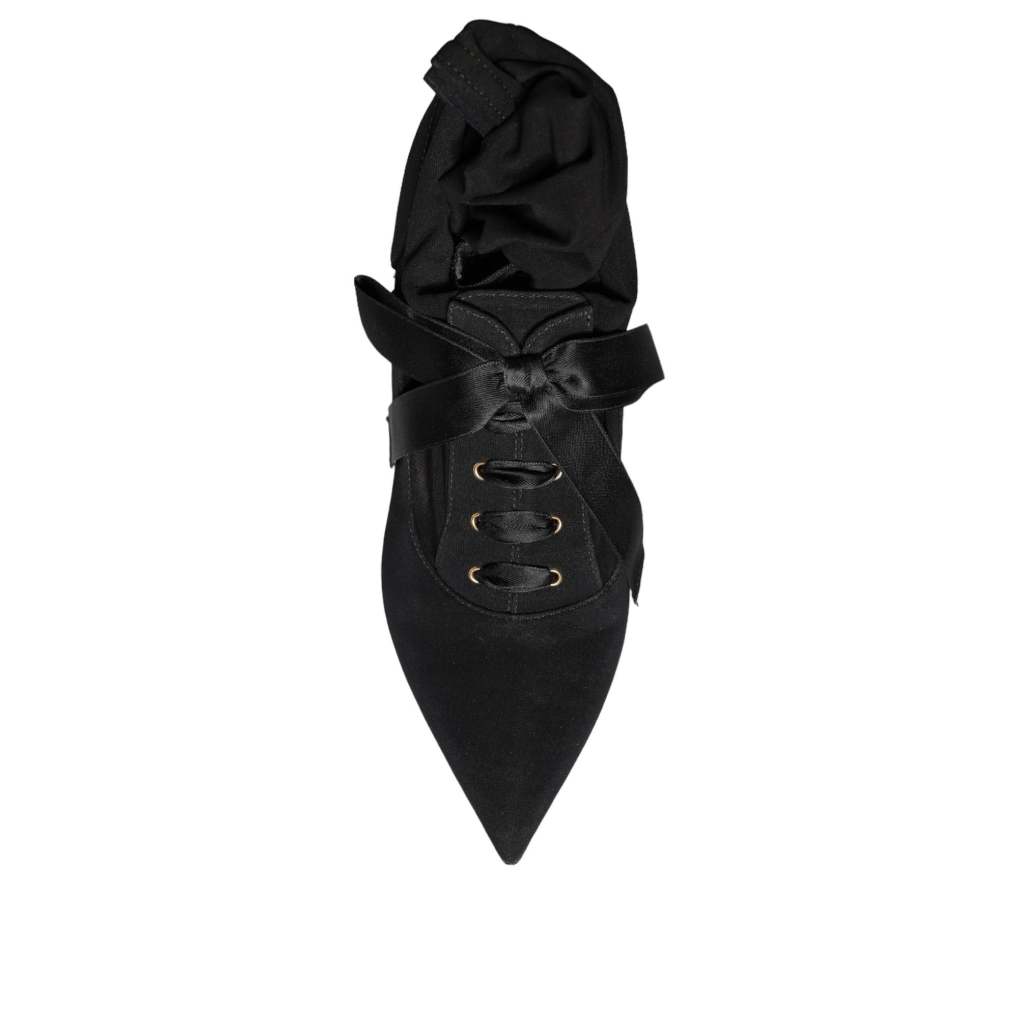 Dolce &amp; Gabbana Black Stiletto Heels Mid Calf Boots Shoes