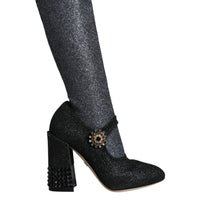 Dolce & Gabbana Black Crystal Mary Janes Booties Shoes