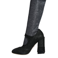 Dolce & Gabbana Black Crystal Mary Janes Booties Shoes