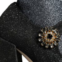 Dolce & Gabbana Black Crystal Mary Janes Booties Shoes