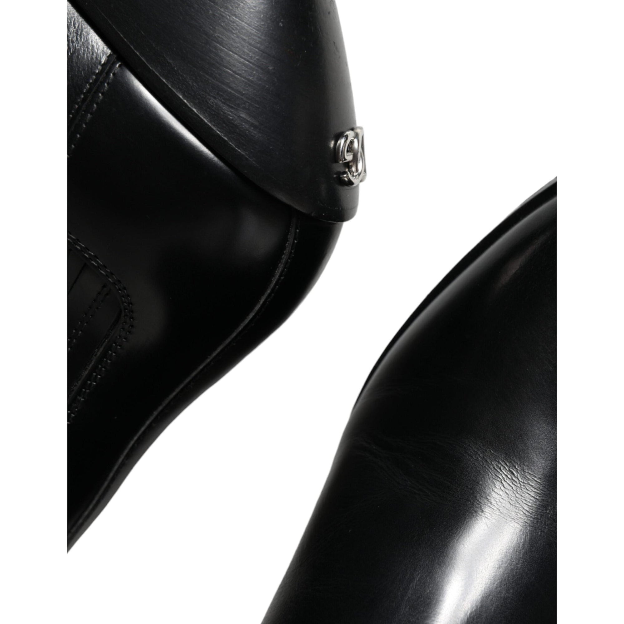 Dolce &amp; Gabbana Black Leather Ankle Boots Booties Shoes