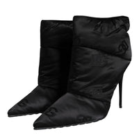 Dolce & Gabbana Black DG Logo Padded Heels Ankle Boots Shoes