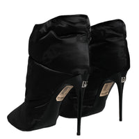 Dolce & Gabbana Black DG Logo Padded Heels Ankle Boots Shoes