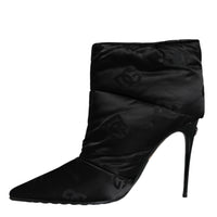 Dolce & Gabbana Black DG Logo Padded Heels Ankle Boots Shoes