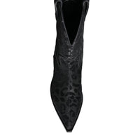 Dolce & Gabbana Black Gray Leopard Cowboy Boots Shoes