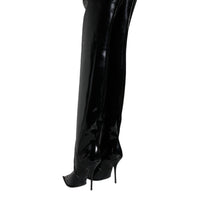 Dolce & Gabbana Black Patent Leather Knee High Boots Shoes