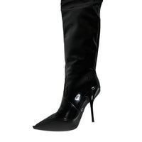 Dolce & Gabbana Black Patent Leather Knee High Boots Shoes