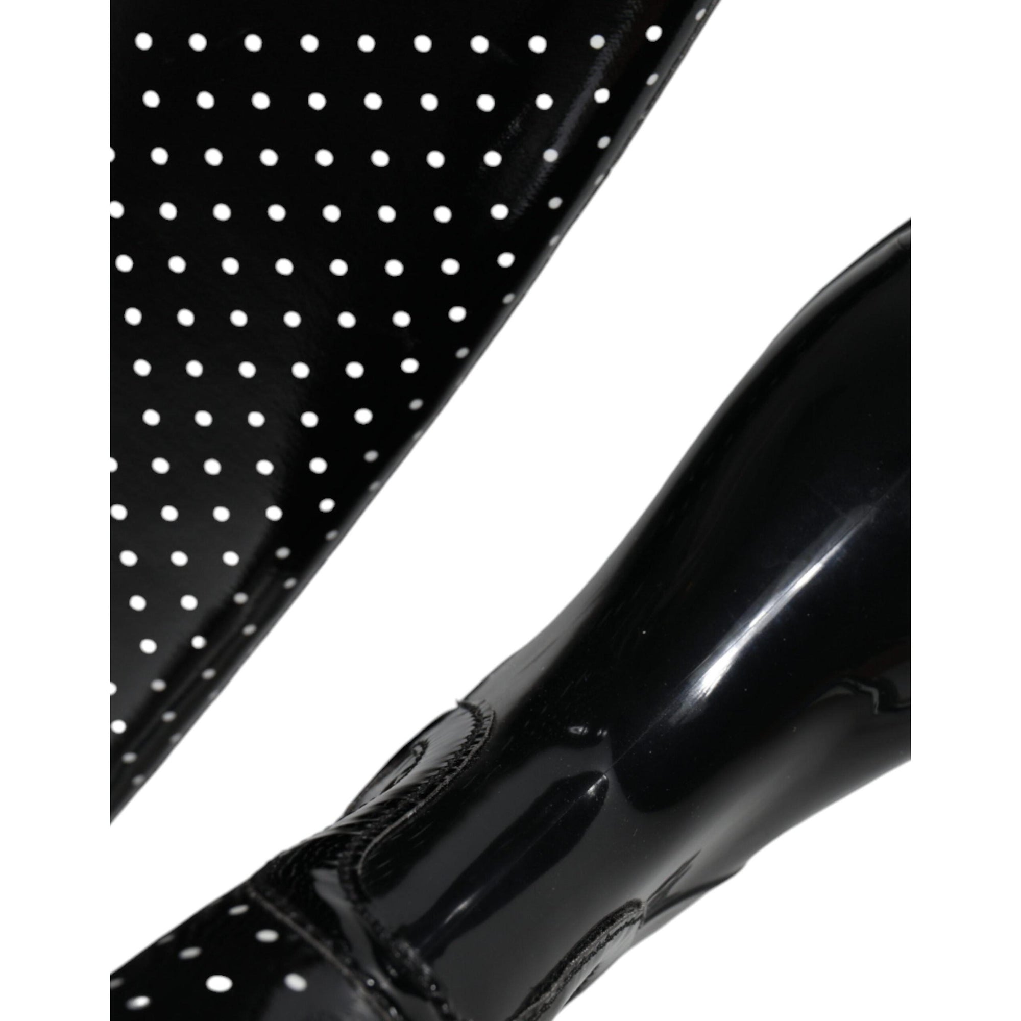 Dolce &amp; Gabbana Black Polka Dot Rubber Knee High Boots Shoes