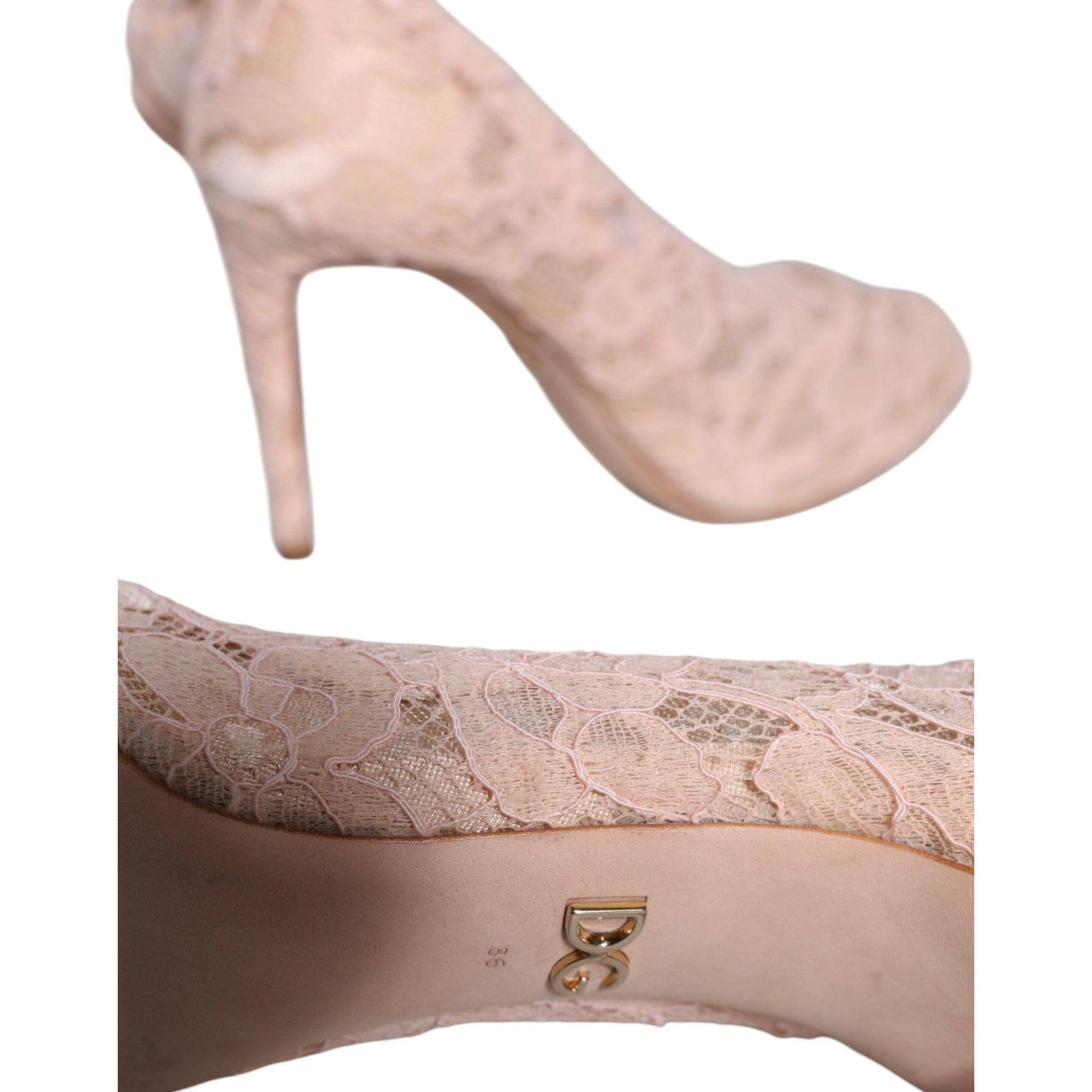 Dolce &amp; Gabbana Beige Stretch Taormina Lace Boots Shoes