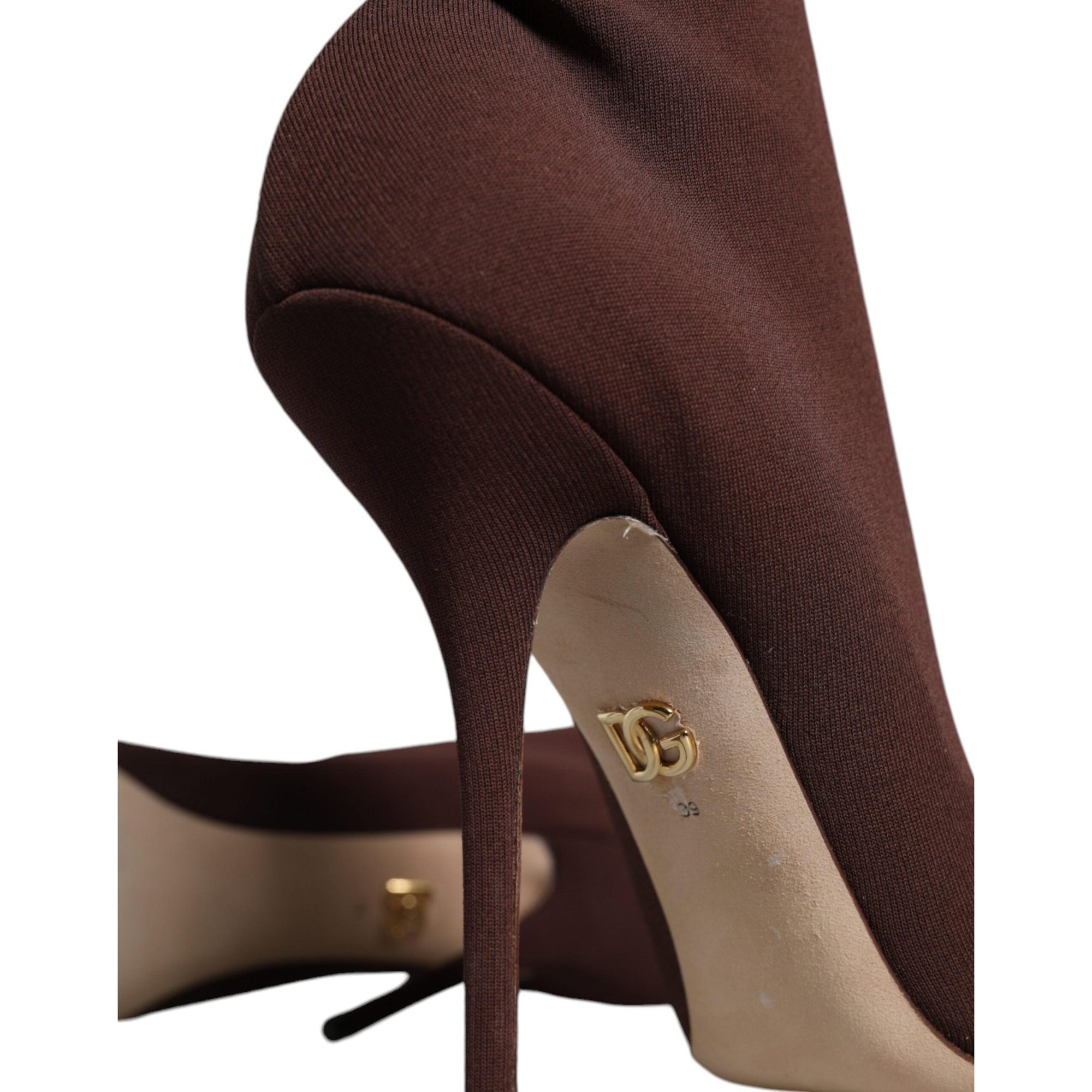 Dolce &amp; Gabbana Brown Stiletto Heels Socks Ankle Boots Shoes