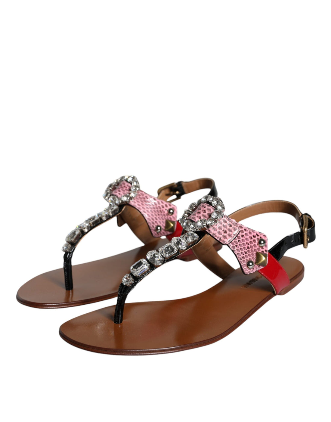 Dolce & Gabbana Multicolor Crystal Sandals Flip Flops Shoes